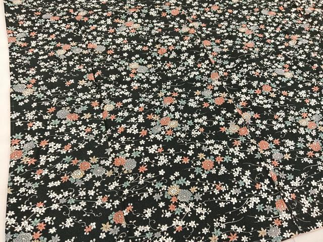 平和屋着物□上質な小紋 草花文 黒地 正絹 逸品 BAAX4805mz