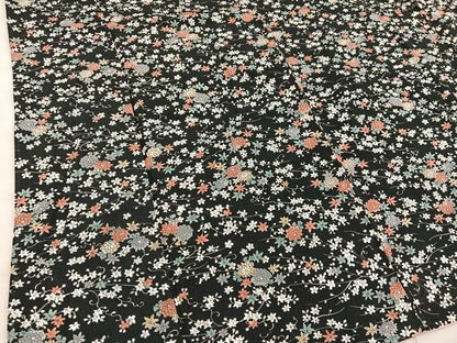平和屋着物■上質な小紋 草花文 黒地 正絹 逸品 BAAX4805mz