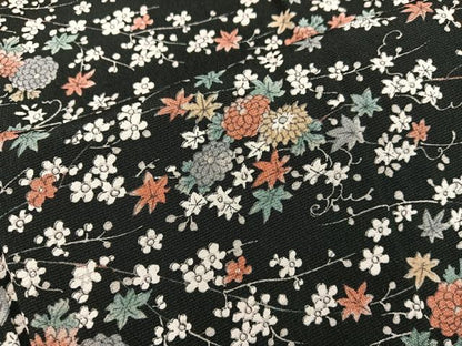 平和屋着物■上質な小紋 草花文 黒地 正絹 逸品 BAAX4805mz