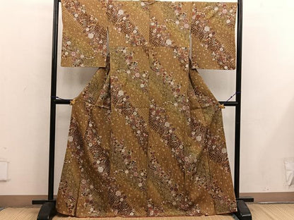 平和屋着物■上質な小紋　菊花文　金彩　正絹　逸品　未使用　BAAX4806mz