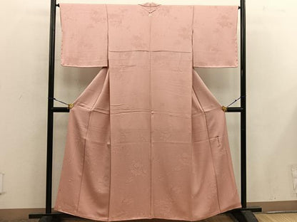 平和屋着物■上質な色無地 作家物 草花地紋 宍色 正絹 逸品 BAAX4810mz
