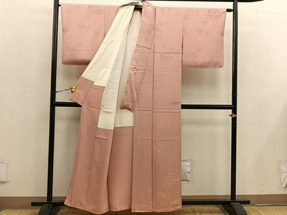 平和屋着物■上質な色無地 作家物 草花地紋 宍色 正絹 逸品 BAAX4810mz
