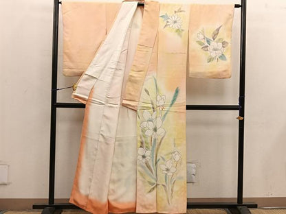 平和屋着物■訪問着　駒刺繍　草花文　暈し染め　正絹　逸品　BAAX4814mz