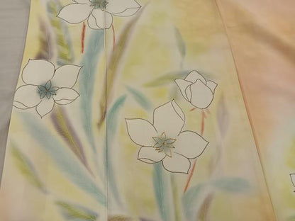 平和屋着物■訪問着　駒刺繍　草花文　暈し染め　正絹　逸品　BAAX4814mz