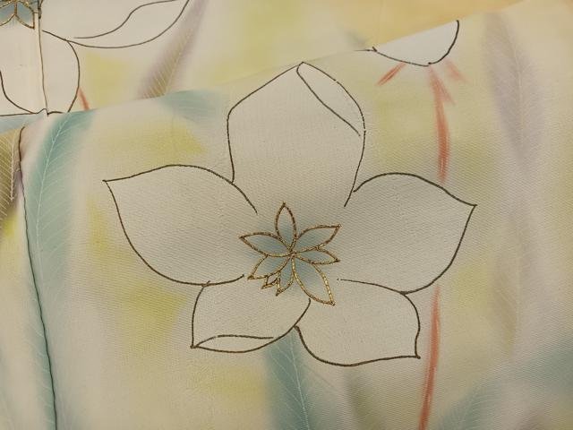 平和屋着物□訪問着 駒刺繍 草花文 暈し染め 正絹 逸品 BAAX4814mz