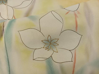 平和屋着物■訪問着　駒刺繍　草花文　暈し染め　正絹　逸品　BAAX4814mz