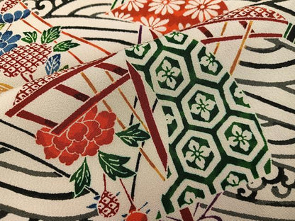 平和屋着物■上質な小紋　型染め　流水亀甲花文　正絹　逸品　BAAX4817mz