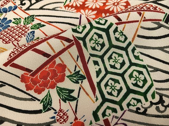 平和屋着物■上質な小紋　型染め　流水亀甲花文　正絹　逸品　BAAX4817mz