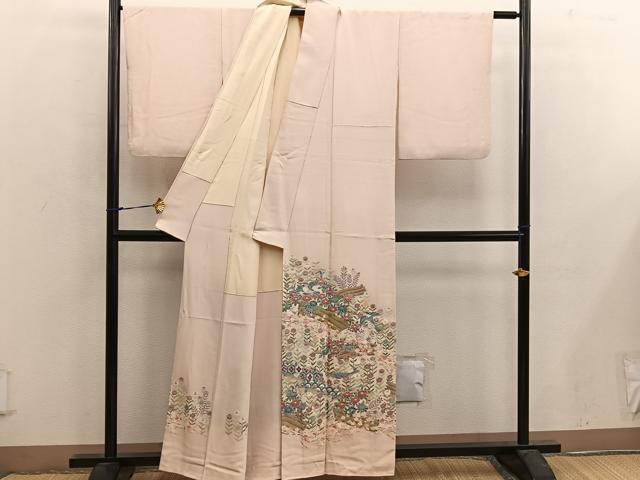 平和屋着物●本加賀友禅作家　染元千紅代表　寺西一紘　色留袖　花鳥文　正絹　逸品　BAAX4819mz
