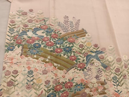 平和屋着物●本加賀友禅作家　染元千紅代表　寺西一紘　色留袖　花鳥文　正絹　逸品　BAAX4819mz