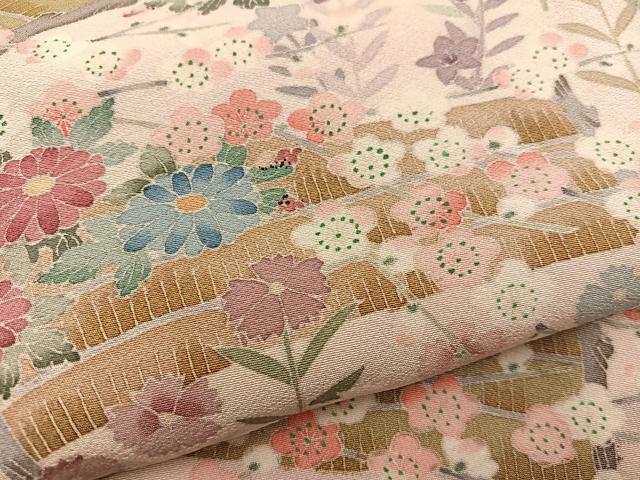 平和屋着物●本加賀友禅作家　染元千紅代表　寺西一紘　色留袖　花鳥文　正絹　逸品　BAAX4819mz