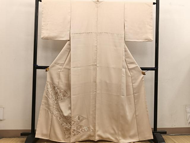 平和屋着物■豪華色留袖　総刺繍　駒刺繍　七宝花文　正絹　逸品　BAAX4822mz