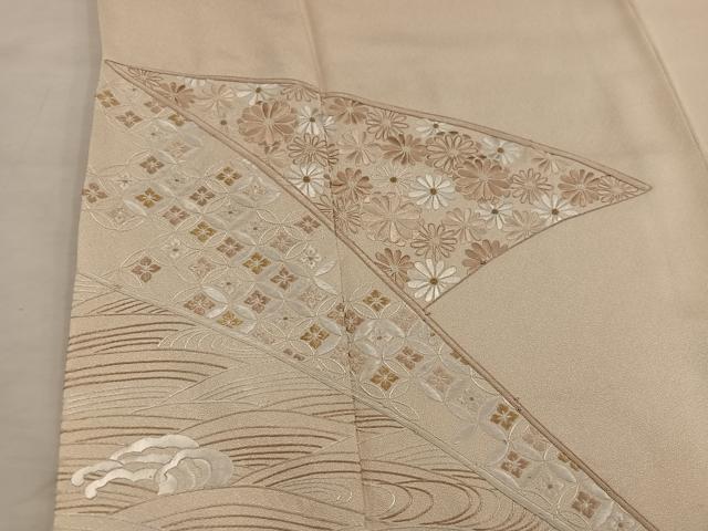 平和屋着物■豪華色留袖　総刺繍　駒刺繍　七宝花文　正絹　逸品　BAAX4822mz