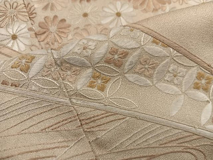 平和屋着物■豪華色留袖　総刺繍　駒刺繍　七宝花文　正絹　逸品　BAAX4822mz