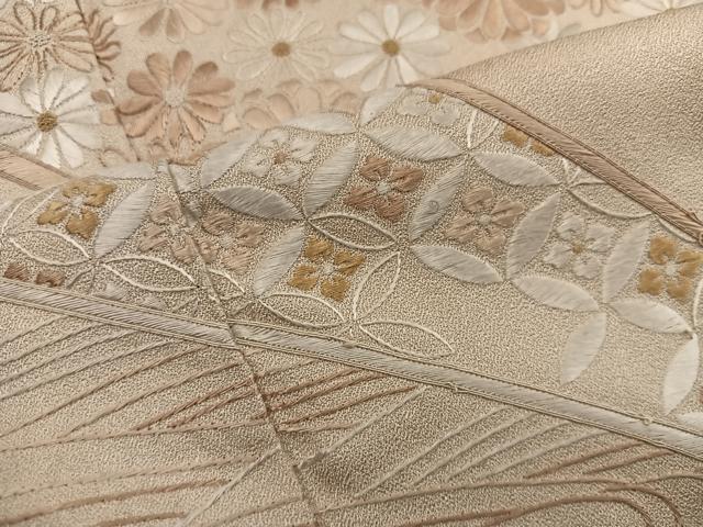 平和屋着物■豪華色留袖　総刺繍　駒刺繍　七宝花文　正絹　逸品　BAAX4822mz