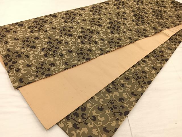 平和屋着物◎全通柄 京袋帯 花唐草文 正絹 逸品 BAAX4830mz