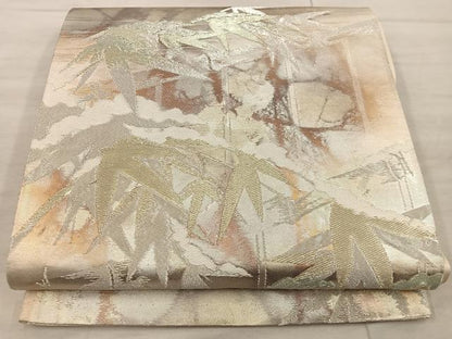 平和屋着物◎西陣 六通柄袋帯 笹の葉文 金銀糸 引箔 正絹 逸品 BAAX4831mz