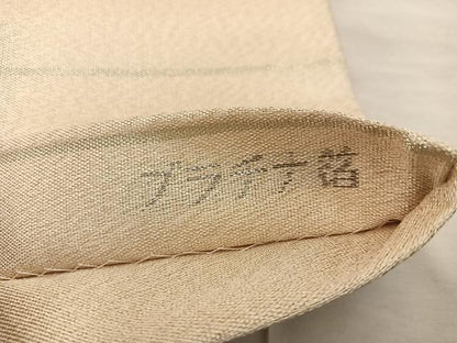 平和屋着物◎太鼓柄袋帯 明綴 花鳥文 プラチナ箔 正絹 逸品 BAAX4833mz