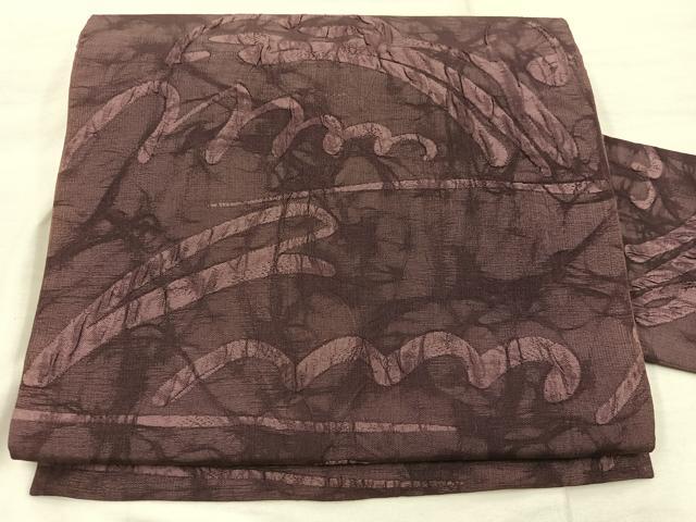 平和屋着物◎全通柄 九寸名古屋帯 ふくれ織 幾何学文様 正絹 逸品 BAAX4836mz