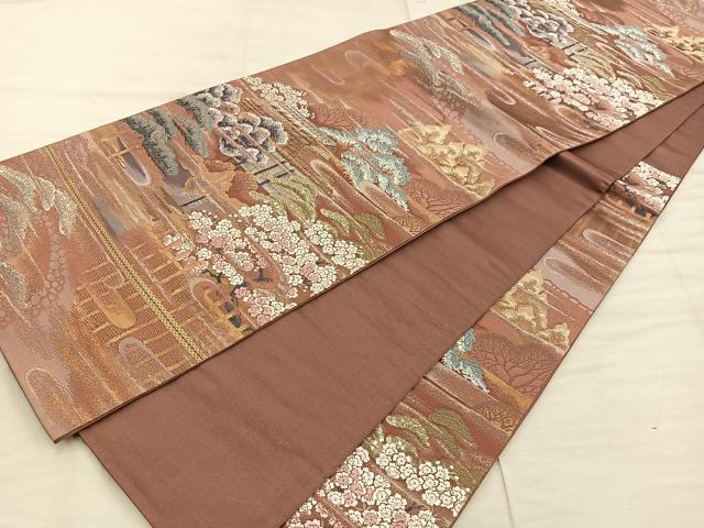 平和屋着物◎六通柄袋帯　唐織　離宮の春　金糸　正絹　逸品　BAAX4845mz