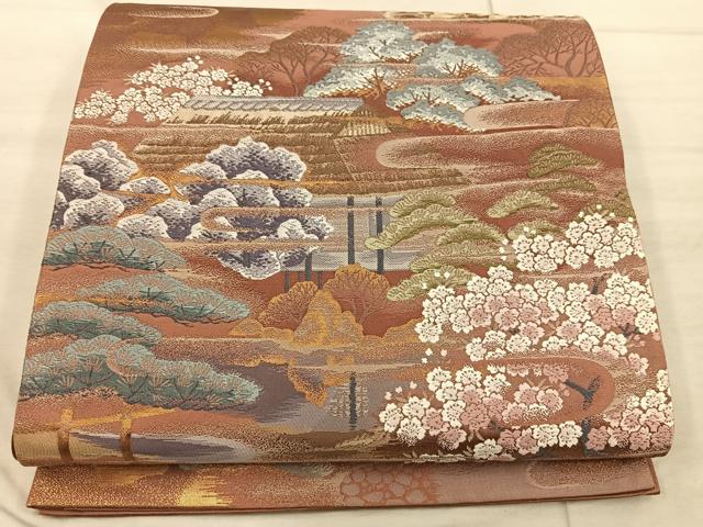 平和屋着物◎六通柄袋帯　唐織　離宮の春　金糸　正絹　逸品　BAAX4845mz