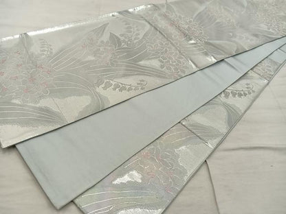 平和屋着物◎六通柄袋帯 草花文 正絹 逸品 BAAX4849mz