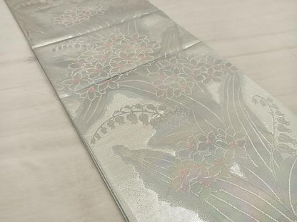 平和屋着物◎六通柄袋帯 草花文 正絹 逸品 BAAX4849mz