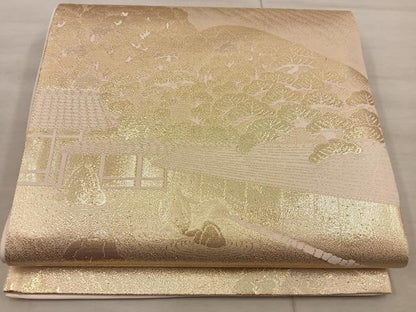平和屋着物◎六通柄袋帯 京名所 竜安寺 金糸 正絹 逸品 BAAX4850mz