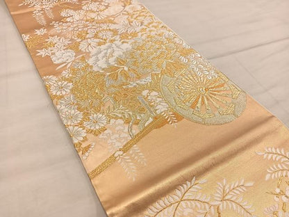 平和屋着物◎六通柄袋帯　唐織　花車文　金銀糸　正絹　逸品　BAAX4851mz