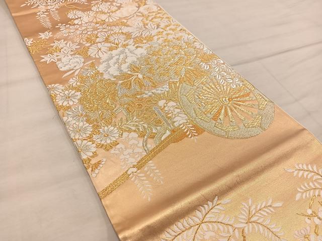 平和屋着物◎六通柄袋帯　唐織　花車文　金銀糸　正絹　逸品　BAAX4851mz