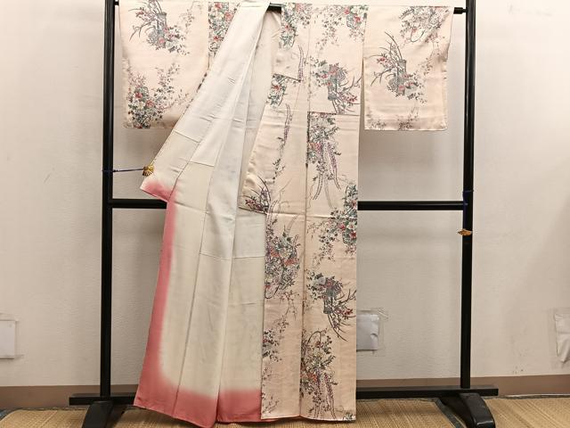 平和屋着物■上質な小紋 菊花文 金彩 正絹 逸品 BAAX4870mz