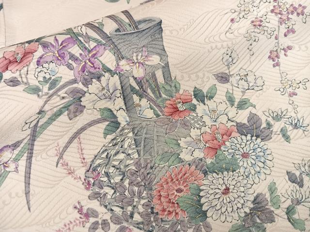 平和屋着物■上質な小紋 菊花文 金彩 正絹 逸品 BAAX4870mz