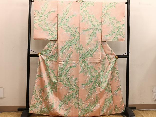 平和屋着物■上質な小紋 草葉文 正絹 逸品 BAAX4871mz