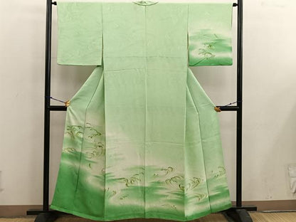 平和屋着物■訪問着 立波文 地紋起こし 暈し染め 正絹 逸品 BAAX4876mz