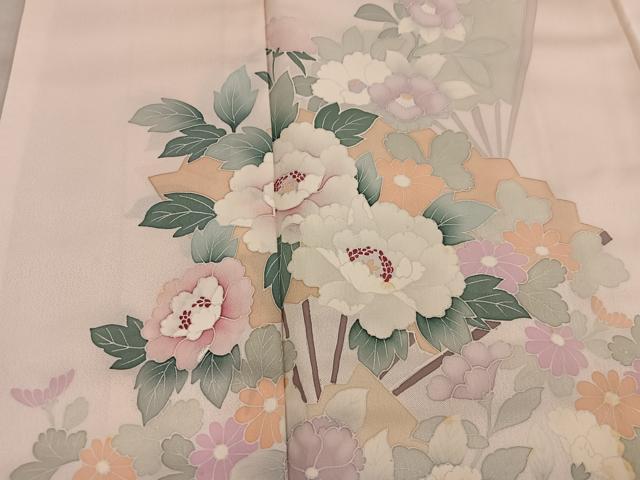平和屋着物■訪問着 友禅 扇面花文 正絹 逸品 BAAX4877mz
