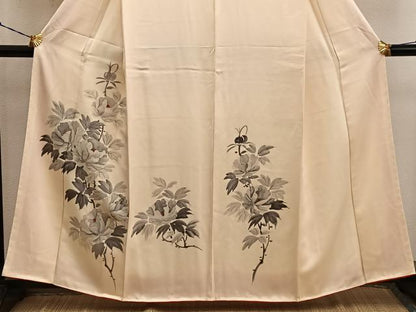平和屋着物■訪問着　手描き　枝花文　正絹　逸品　BAAX4880mz