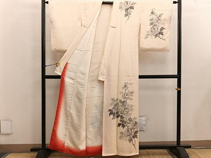 平和屋着物■訪問着　手描き　枝花文　正絹　逸品　BAAX4880mz