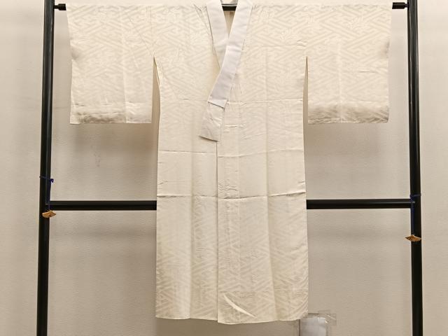 平和屋着物■長襦袢 袷 草花地紋 白色 正絹 逸品 BAAX4881mz