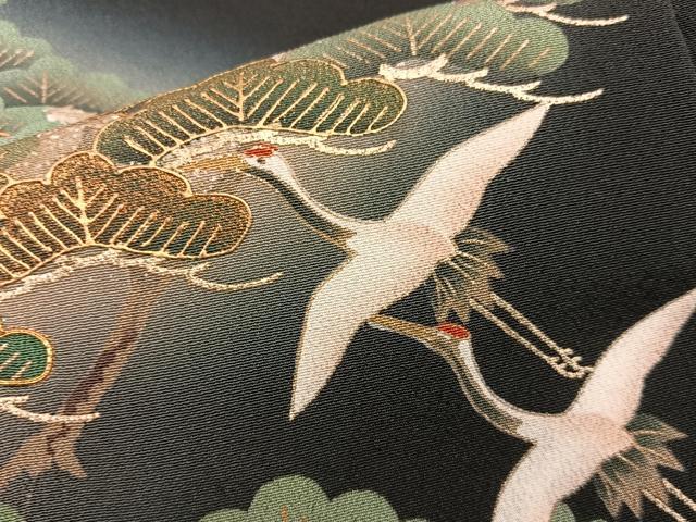 平和屋着物■豪華黒留袖 作家物 駒刺繍 飛鶴松文 暈し染め 金彩 正絹 逸品 BAAX4884mz