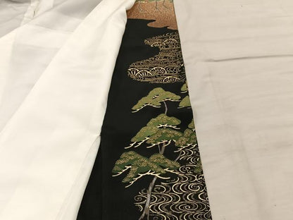 平和屋着物■豪華黒留袖 作家物 駒刺繍 飛鶴松文 暈し染め 金彩 正絹 逸品 BAAX4884mz