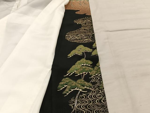 平和屋着物■豪華黒留袖 作家物 駒刺繍 飛鶴松文 暈し染め 金彩 正絹 逸品 BAAX4884mz