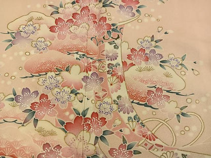 平和屋着物■訪問着 作家物 舞桜文 金彩 正絹 逸品 BAAX4886mz