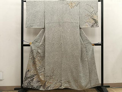 平和屋着物■訪問着　草花文　たたき染め　金彩　正絹　逸品　BAAX4896mz