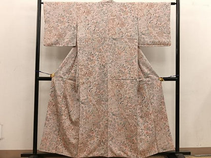 平和屋着物■上質な小紋　更紗花文　正絹　逸品　BAAX4899mz