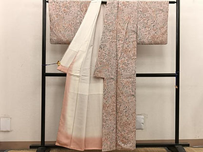 平和屋着物■上質な小紋　更紗花文　正絹　逸品　BAAX4899mz