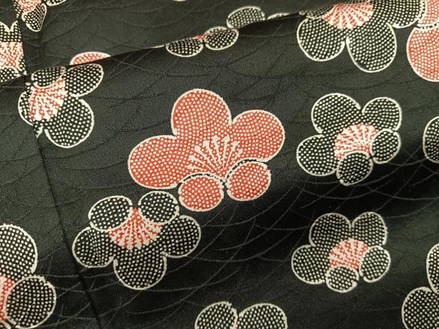 平和屋着物■上質な小紋 梅花文 黒地 正絹 逸品 BAAX4900mz