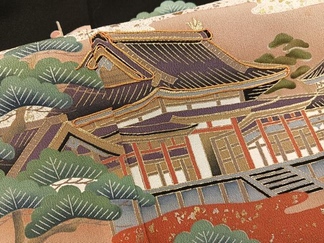 平和屋着物■豪華黒留袖 駒刺繍 風景花文 金彩 正絹 逸品 BAAX4901mz