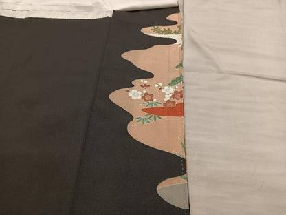 平和屋着物■豪華黒留袖 駒刺繍 風景花文 金彩 正絹 逸品 BAAX4901mz