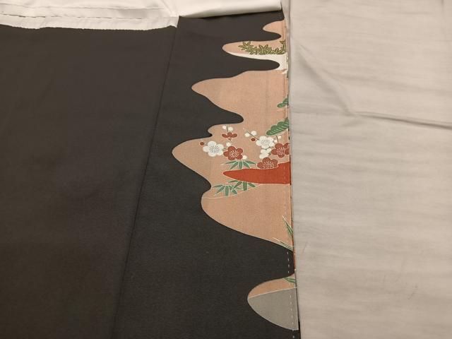 平和屋着物■豪華黒留袖 駒刺繍 風景花文 金彩 正絹 逸品 BAAX4901mz