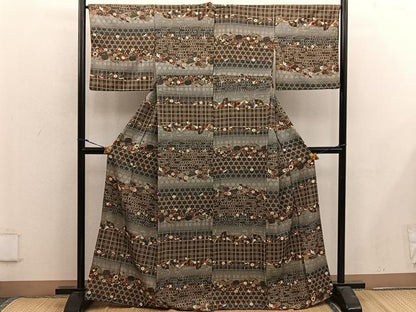 平和屋着物■上質な小紋 鴛鴦花文 金彩 正絹 逸品 BAAX4904mz